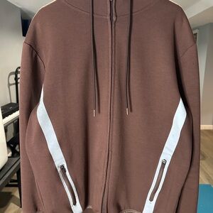 Esntls Brown Track Zip up Sweater